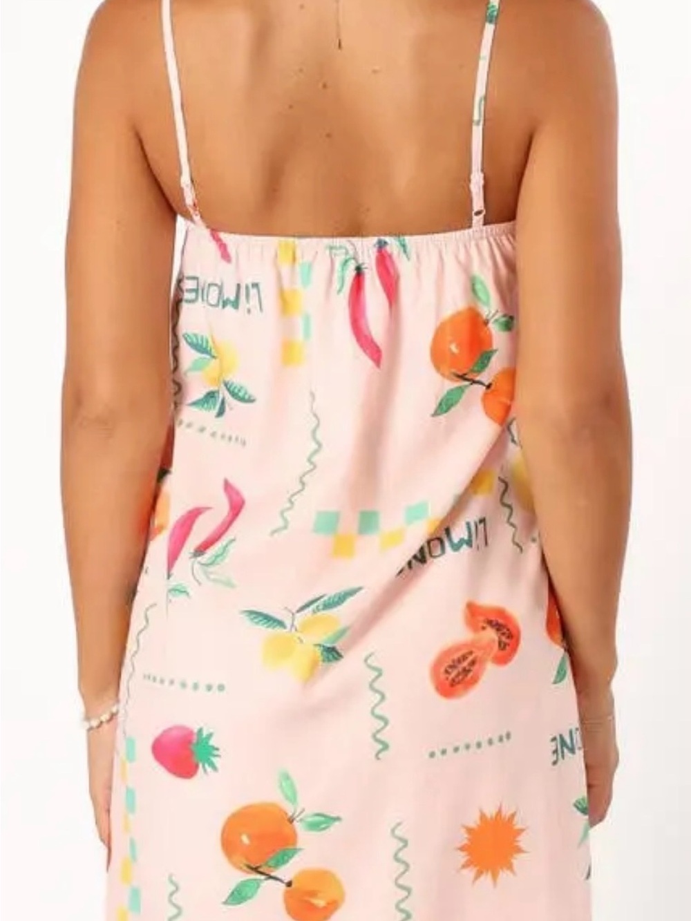 Petal + Pup Fruit Print Mini Dress M Pink Limone Italian Summer NWOT - Picture 4 of 8